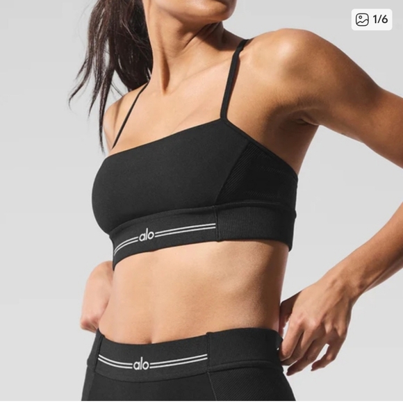 ALO Yoga Relay Alosoft Black/White High-Waist Leggings XS - Picture 14 of 14